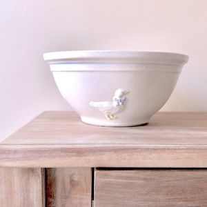 Vintage Goose Duck Embossed Country Farmhouse Mixing Serving Ceramic Bowl